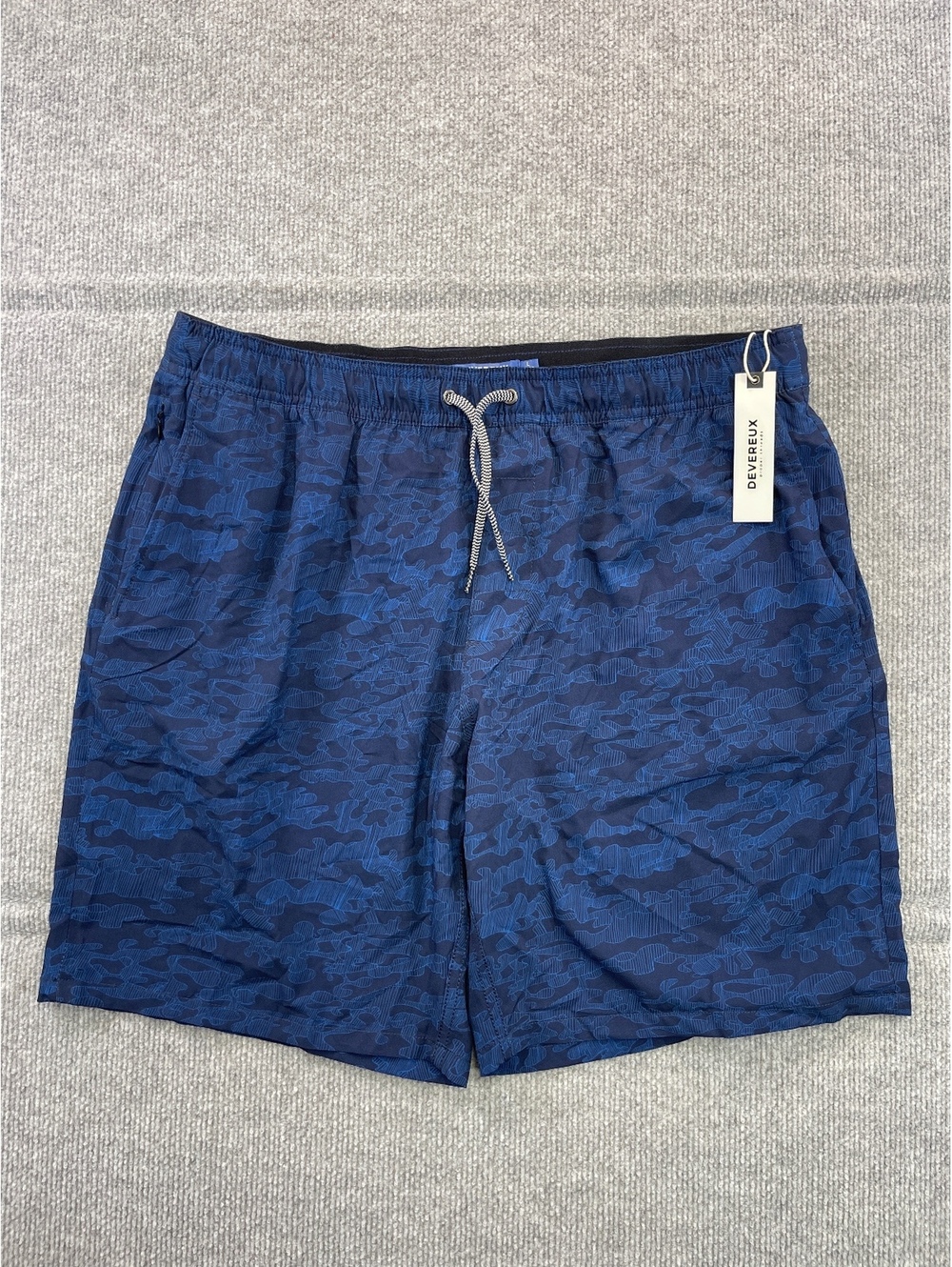 Devereux Swim Golf Men Shorts Large L Blue Camo Elastic Waist Drawstring NWT New